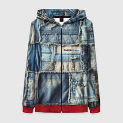 Толстовка на молнии женская Patchwork denim - vogue, цвет: 3D-красный