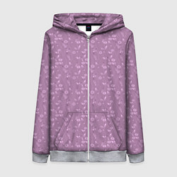 Женская толстовка на молнии Розовый сиреневый цветочный однотонный узор