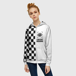 Толстовка на молнии женская Content Warning шашечки, цвет: 3D-белый — фото 2