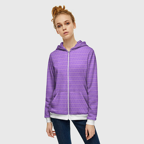 Женская толстовка на молнии Сиреневый паттерн узоры / 3D-Белый – фото 3