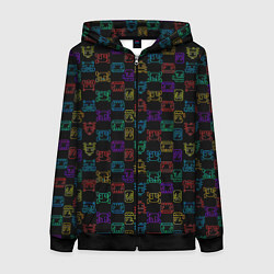 Толстовка на молнии женская Интерфейс аркадной игры, цвет: 3D-черный