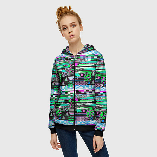 Женская толстовка на молнии Abstract color pattern / 3D-Черный – фото 3