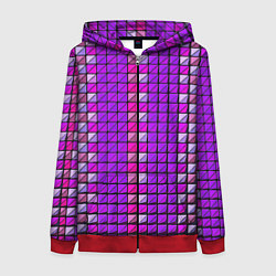 Толстовка на молнии женская Фиолетовые плитки, цвет: 3D-красный