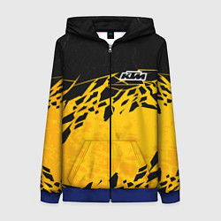 Толстовка на молнии женская KTM - оранжевые разломы, цвет: 3D-синий