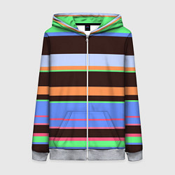 Толстовка на молнии женская Разноцветный полосатый, цвет: 3D-меланж