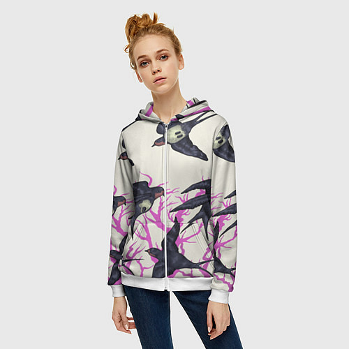 Женская толстовка на молнии Migratory birds / 3D-Белый – фото 3