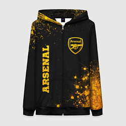 Толстовка на молнии женская Arsenal - gold gradient вертикально, цвет: 3D-черный