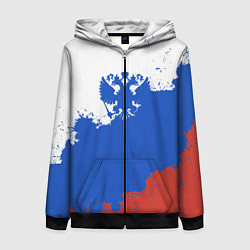 Женская толстовка на молнии Российский триколор и герб