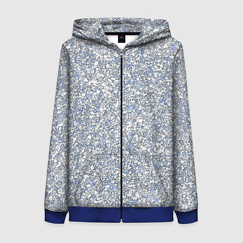 Женская толстовка на молнии Текстурированный бело-голубой мелкий камень / 3D-Синий – фото 1