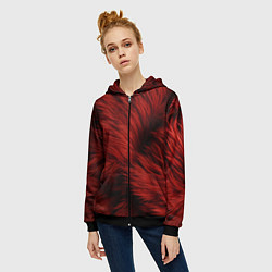 Толстовка на молнии женская Красная шерсть, цвет: 3D-черный — фото 2