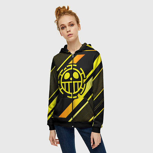 Женская толстовка на молнии One Piece anime color / 3D-Черный – фото 3