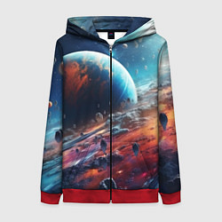 Толстовка на молнии женская Космос фантастическая планета, цвет: 3D-красный