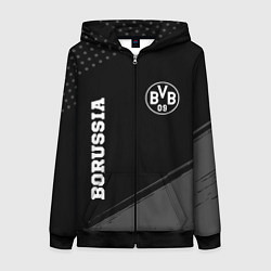 Толстовка на молнии женская Borussia sport на темном фоне вертикально, цвет: 3D-черный