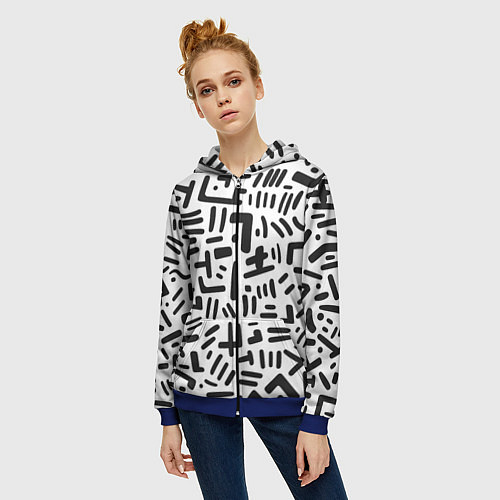 Женская толстовка на молнии Паттерн линиями / 3D-Синий – фото 3