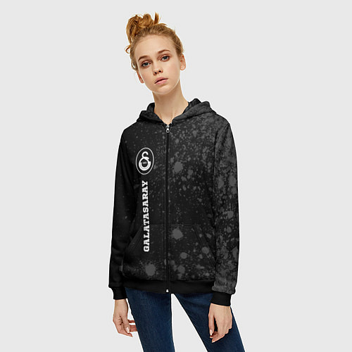 Женская толстовка на молнии Galatasaray sport на темном фоне по-вертикали / 3D-Черный – фото 3