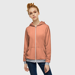 Толстовка на молнии женская Насыщенный персиковый текстурированный, цвет: 3D-меланж — фото 2