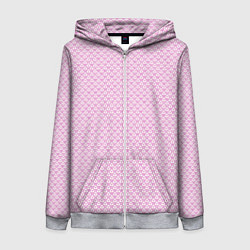 Толстовка на молнии женская Светлый розовый паттерн треугольнички, цвет: 3D-меланж