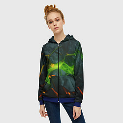 Толстовка на молнии женская Неоновая яркая геометрическая абстракция со светом, цвет: 3D-синий — фото 2