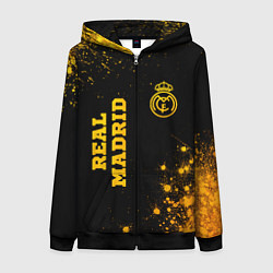 Толстовка на молнии женская Real Madrid - gold gradient вертикально, цвет: 3D-черный