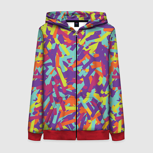 Женская толстовка на молнии Конфитти / 3D-Красный – фото 1