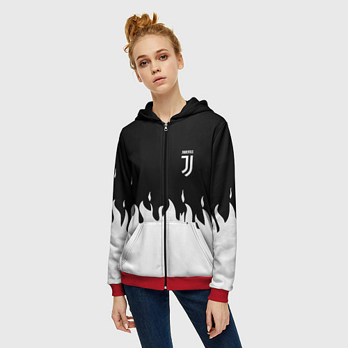 Женская толстовка на молнии Juventus fire / 3D-Красный – фото 3