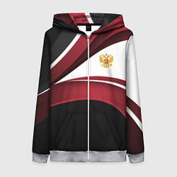 Толстовка на молнии женская Униформа Россия - бордовая, цвет: 3D-меланж