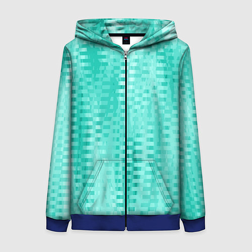 Женская толстовка на молнии Светлый бирюзовый абстрактный полосочки / 3D-Синий – фото 1