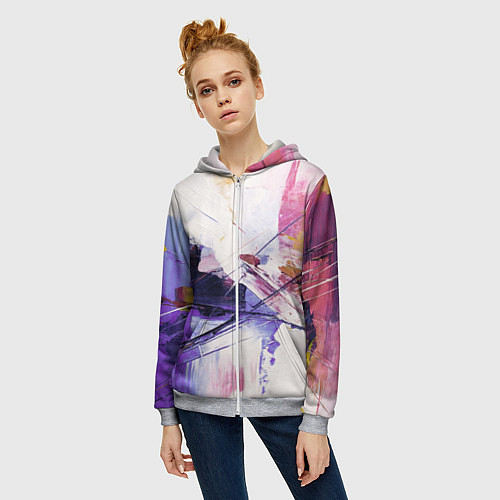 Женская толстовка на молнии Хаотичные мазки краски / 3D-Меланж – фото 3