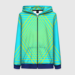 Толстовка на молнии женская Трансформация контурных треугольников, цвет: 3D-синий