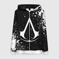 Толстовка на молнии женская White logo of assasin, цвет: 3D-белый