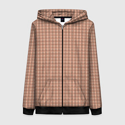 Женская толстовка на молнии Пыльный розовый паттерн клетка