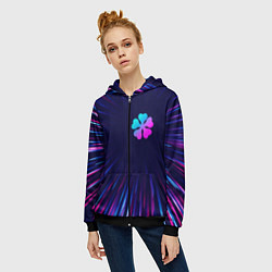 Толстовка на молнии женская Black Clover neon blast lines, цвет: 3D-черный — фото 2