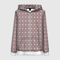 Толстовка на молнии женская Лепестки на кофейном, цвет: 3D-белый