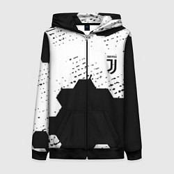Женская толстовка на молнии Juventus hexagon black sport