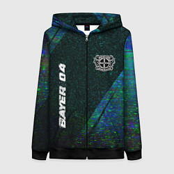 Толстовка на молнии женская Bayer 04 glitch blue, цвет: 3D-черный