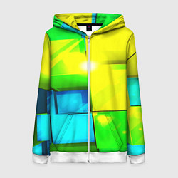 Женская толстовка на молнии Зелёные кубы разломы