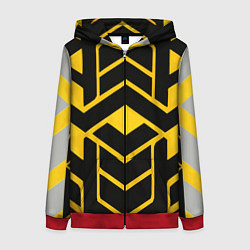 Женская толстовка на молнии Жёлтые полосы на чёрном фоне