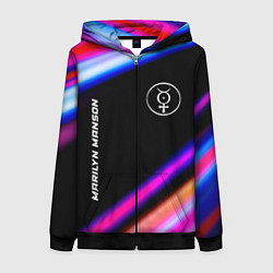 Толстовка на молнии женская Marilyn Manson neon rock lights, цвет: 3D-черный