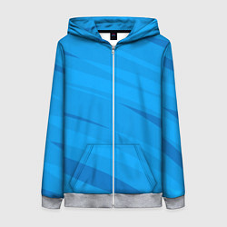 Женская толстовка на молнии Насыщенный голубой полосами