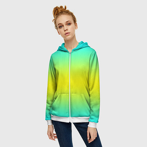 Женская толстовка на молнии Кислотный градиент / 3D-Белый – фото 3
