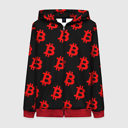Толстовка на молнии женская Bitcoin red logo money, цвет: 3D-красный
