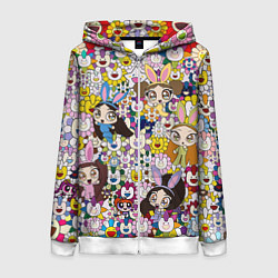 Толстовка на молнии женская Right now NewJeans and Takashi Murakami, цвет: 3D-белый