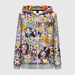 Толстовка на молнии женская Right now NewJeans and Takashi Murakami, цвет: 3D-меланж
