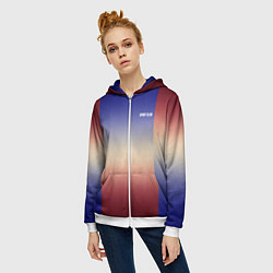 Толстовка на молнии женская Красный-синий градиентный узор, цвет: 3D-белый — фото 2