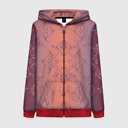 Толстовка на молнии женская Векторные узоры, цвет: 3D-красный