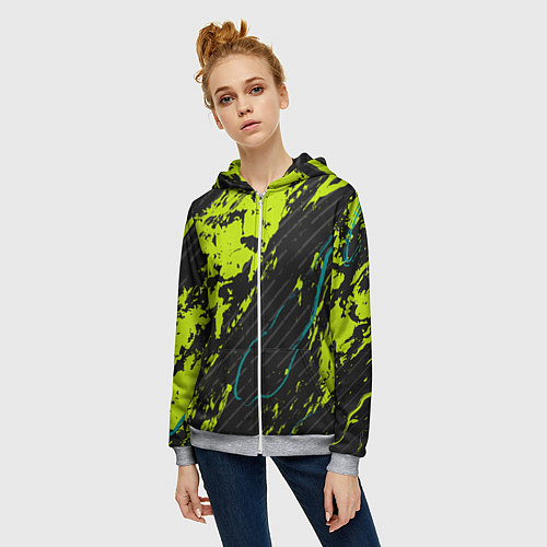 Женская толстовка на молнии Абстрактный узор с концепцией / 3D-Меланж – фото 3