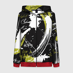 Толстовка на молнии женская Надписи на стене, цвет: 3D-красный