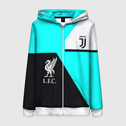 Толстовка на молнии женская Juventus x Liverpool geometry, цвет: 3D-белый