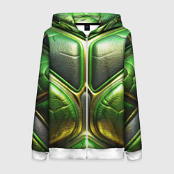 Женская толстовка на молнии Объемная зеленая текстурная кожа