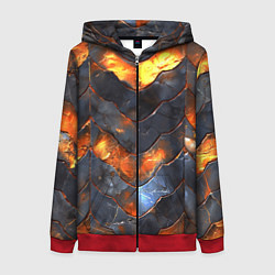 Толстовка на молнии женская Чешуя в огне, цвет: 3D-красный
